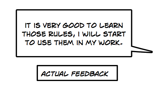 Actual training feedback
